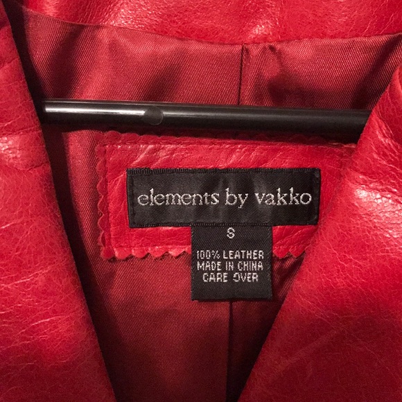 Vintage leather coat bold red by vakko - Picture 2 of 4